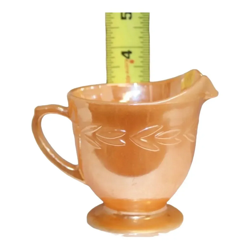 VINTAGE Fire King‎ Oven Ware Peach Lustre Luster Laurel Leaf Creamer W/ Spout